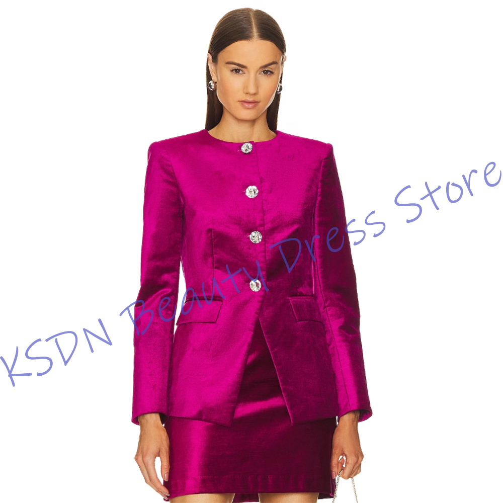 Women'S Elegant Formal Wear - Chic Women's Single-Breasted Suit Hot Pink