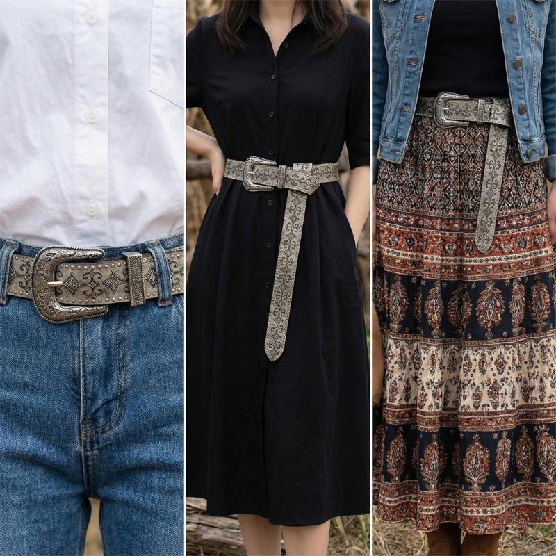 31BF Retro Western Pattern Riv - Women Formal Wear Western 评论和价格