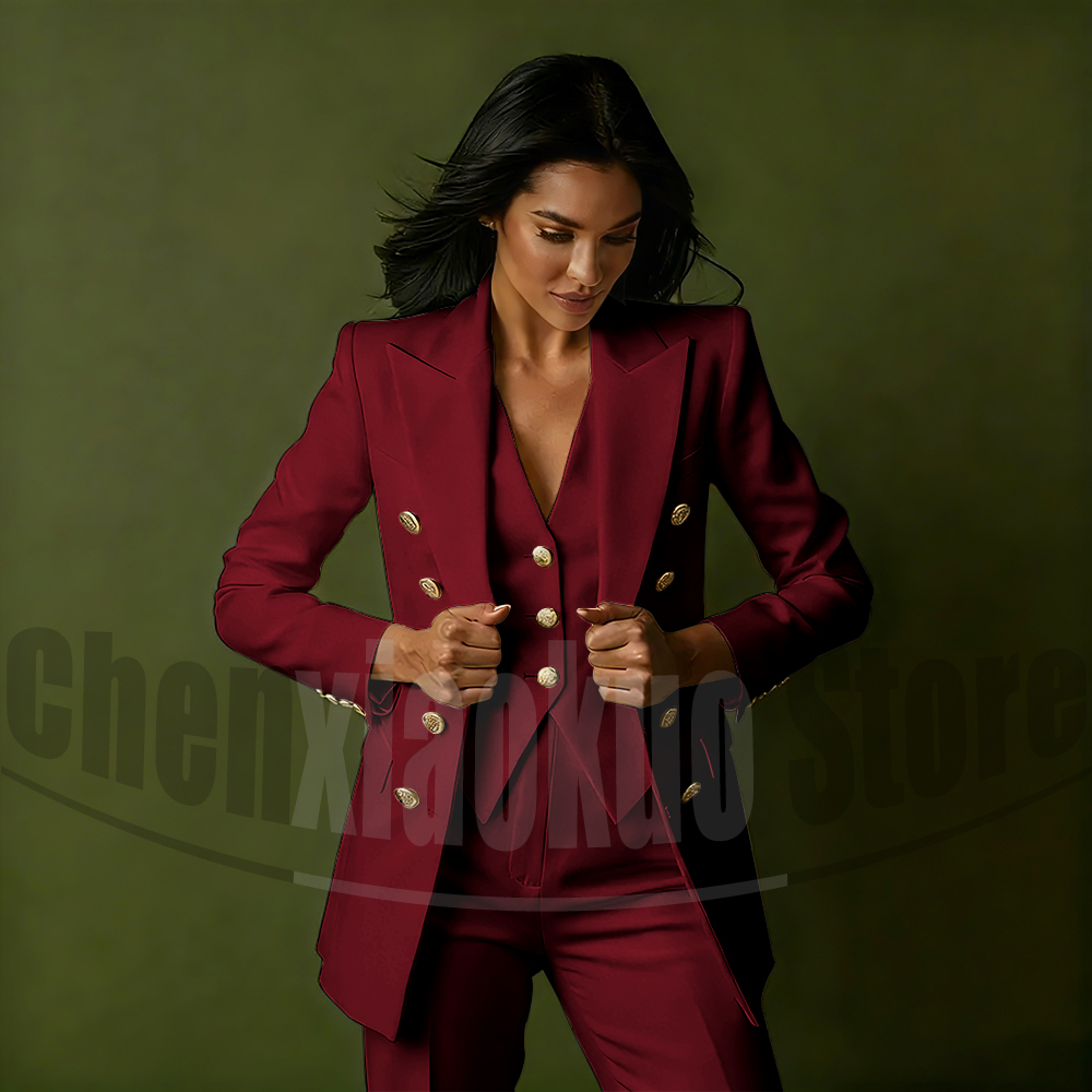 Women's Double Breasted Three  - Women Formal Wear Blazer Set 评论和价格