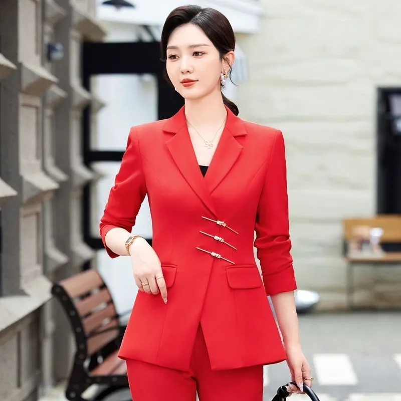 2025 Fashion White Red Black B - Women Formal Wear Blazer Set 评论和价格