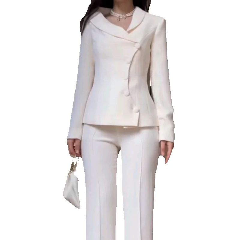White Women Suits Set 2 Piece  - Women Formal Wear Blazer Set 评论和价格