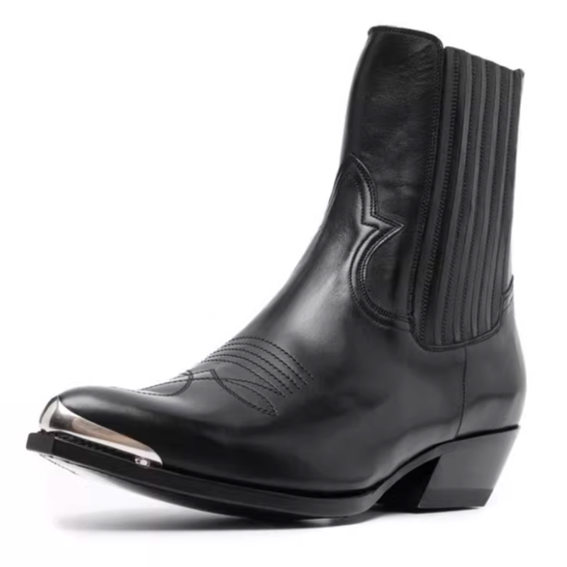 Men's Black Leather Western Ch - Women Formal Wear Western 评论和价格