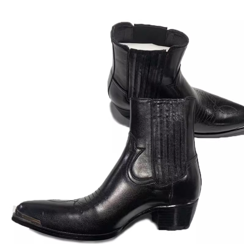 Men's Black Leather Western Ch - Women Formal Wear Western 评论和价格