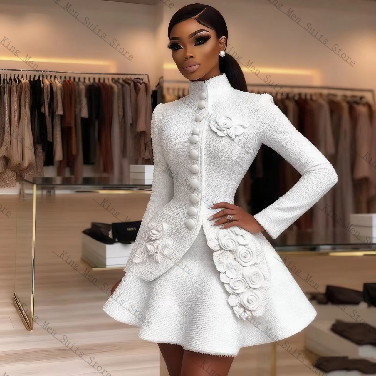 Luxury White Women Suit Set 2  - Women Formal Wear Blazer Set 评论和价格
