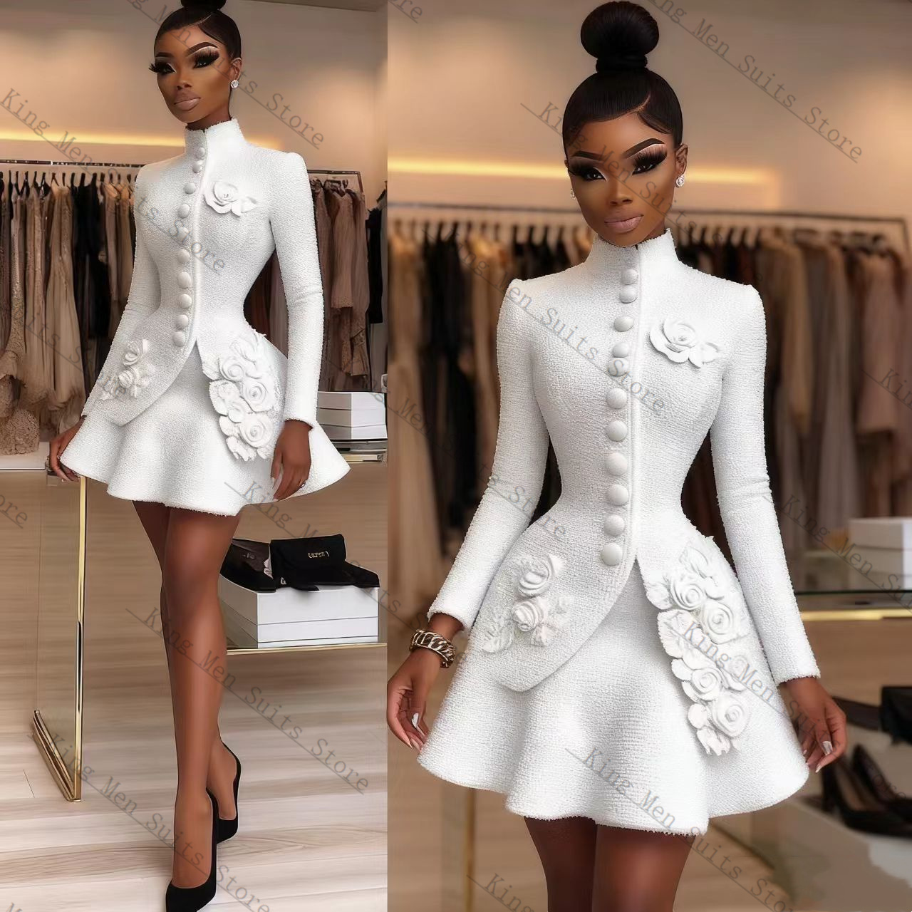 Luxury White Women Suit Set 2  - Women Formal Wear Blazer Set 评论和价格