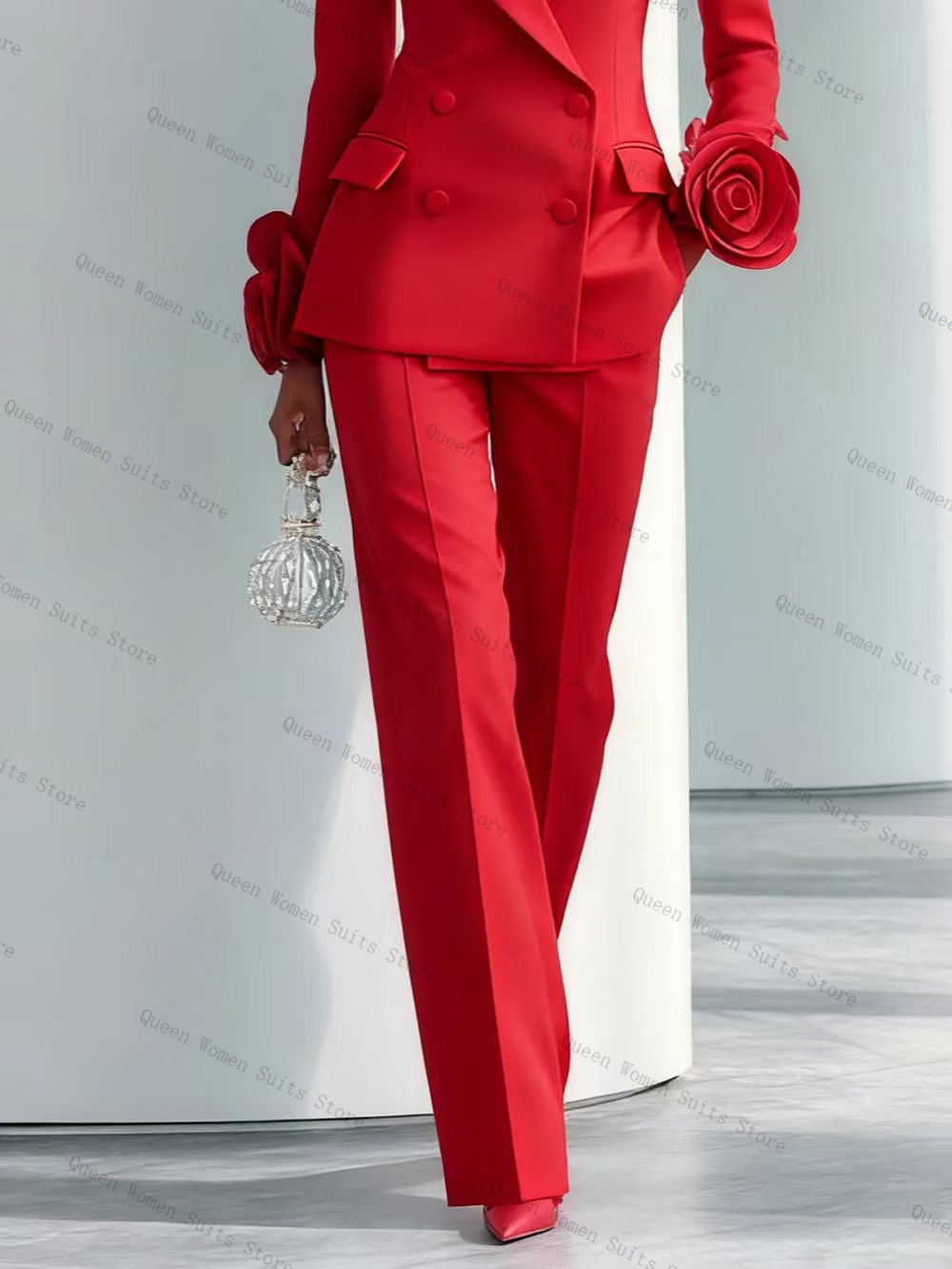 Luxury Red Women Suit Set 2 Pc - Women Formal Wear Blazer Set 评论和价格