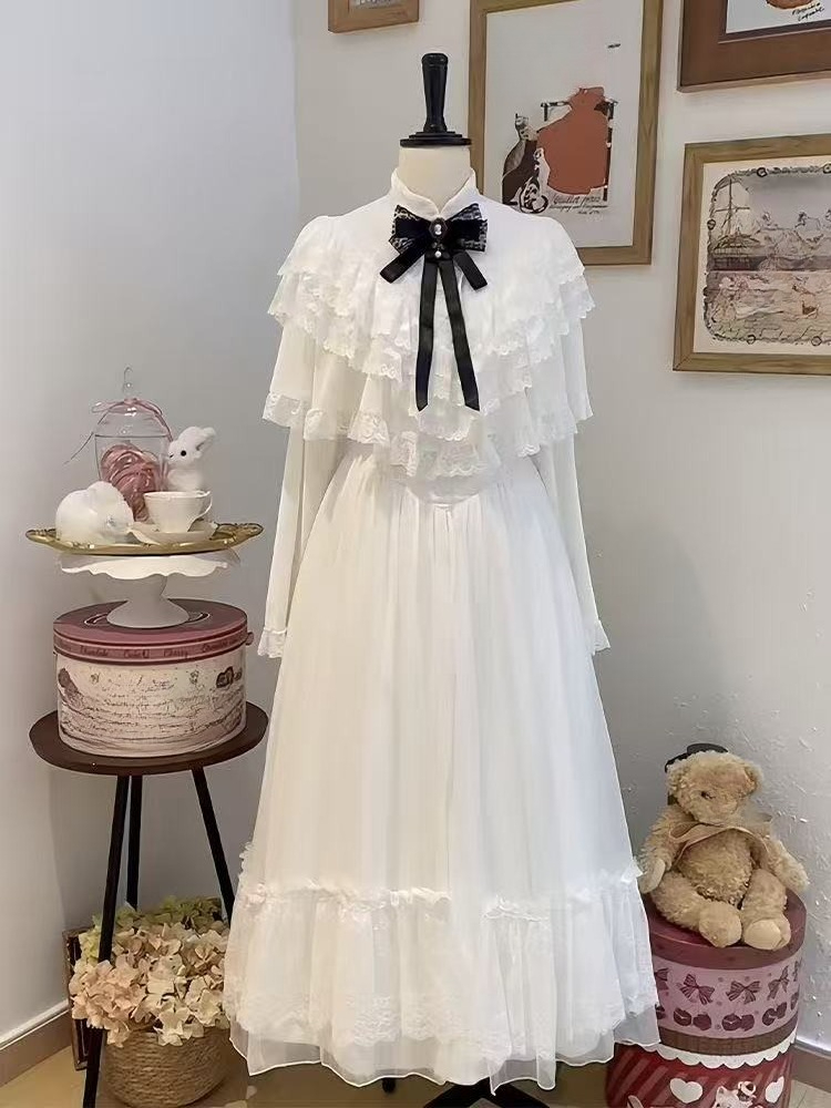 Japanese Short Sleeve Bow Lace - Women'S Elegant Formal Wear 评论和价格
