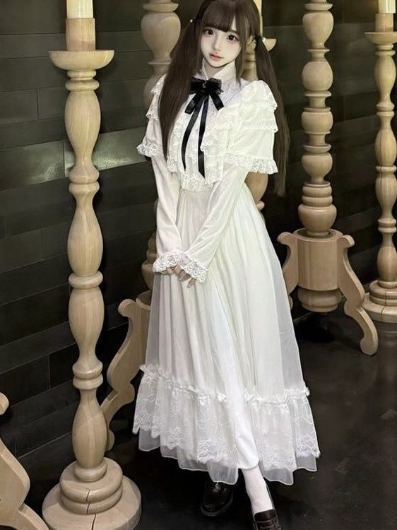 Japanese Short Sleeve Bow Lace - Women'S Elegant Formal Wear 评论和价格