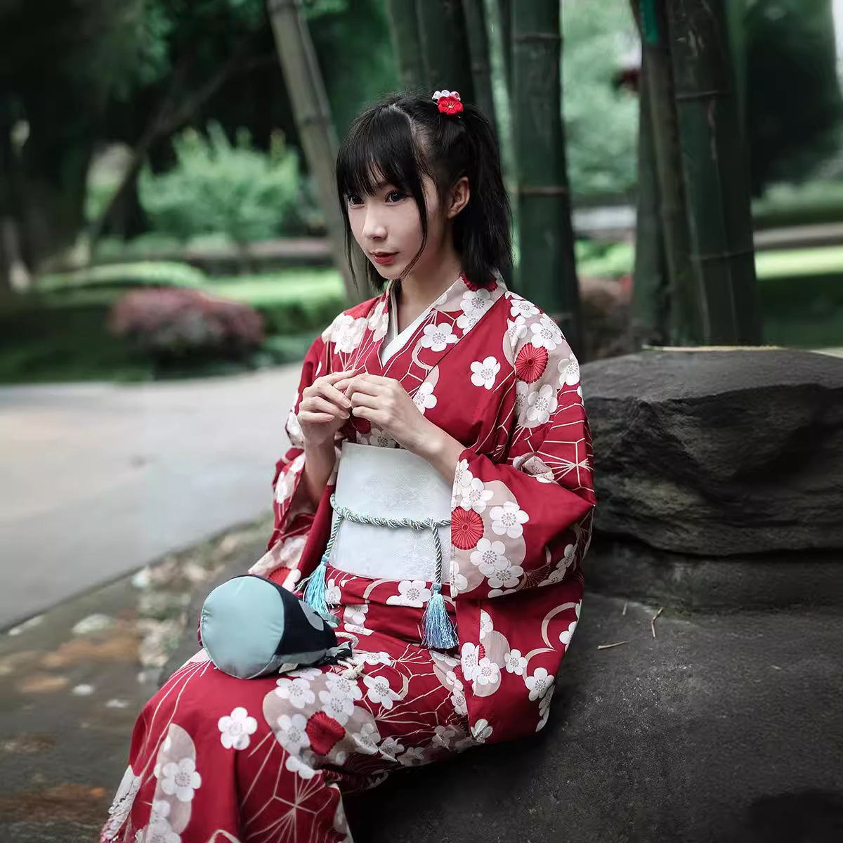 Red Japanese Yukata Kimono Fem - Women'S Formal Traditional Wear 评论和价格