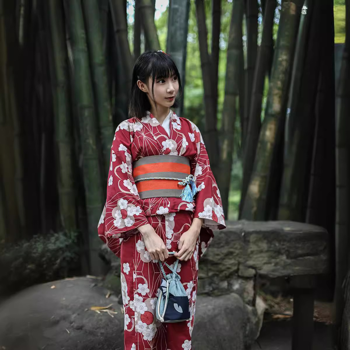 Red Japanese Yukata Kimono Fem - Women'S Formal Traditional Wear 评论和价格