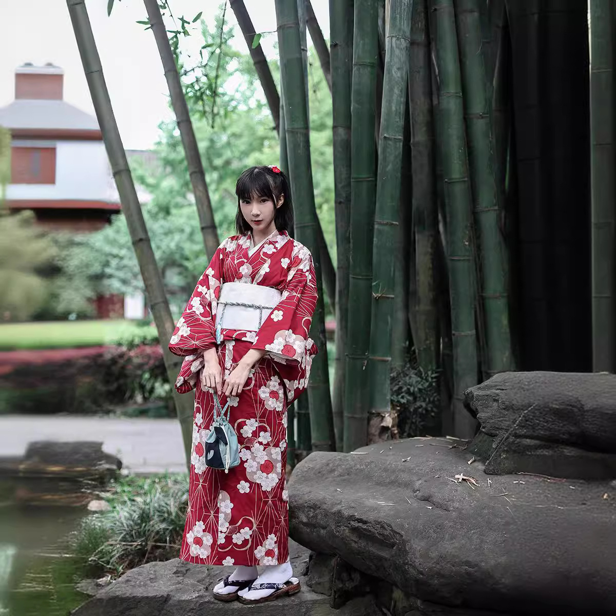 Red Japanese Yukata Kimono Fem - Women'S Formal Traditional Wear 评论和价格