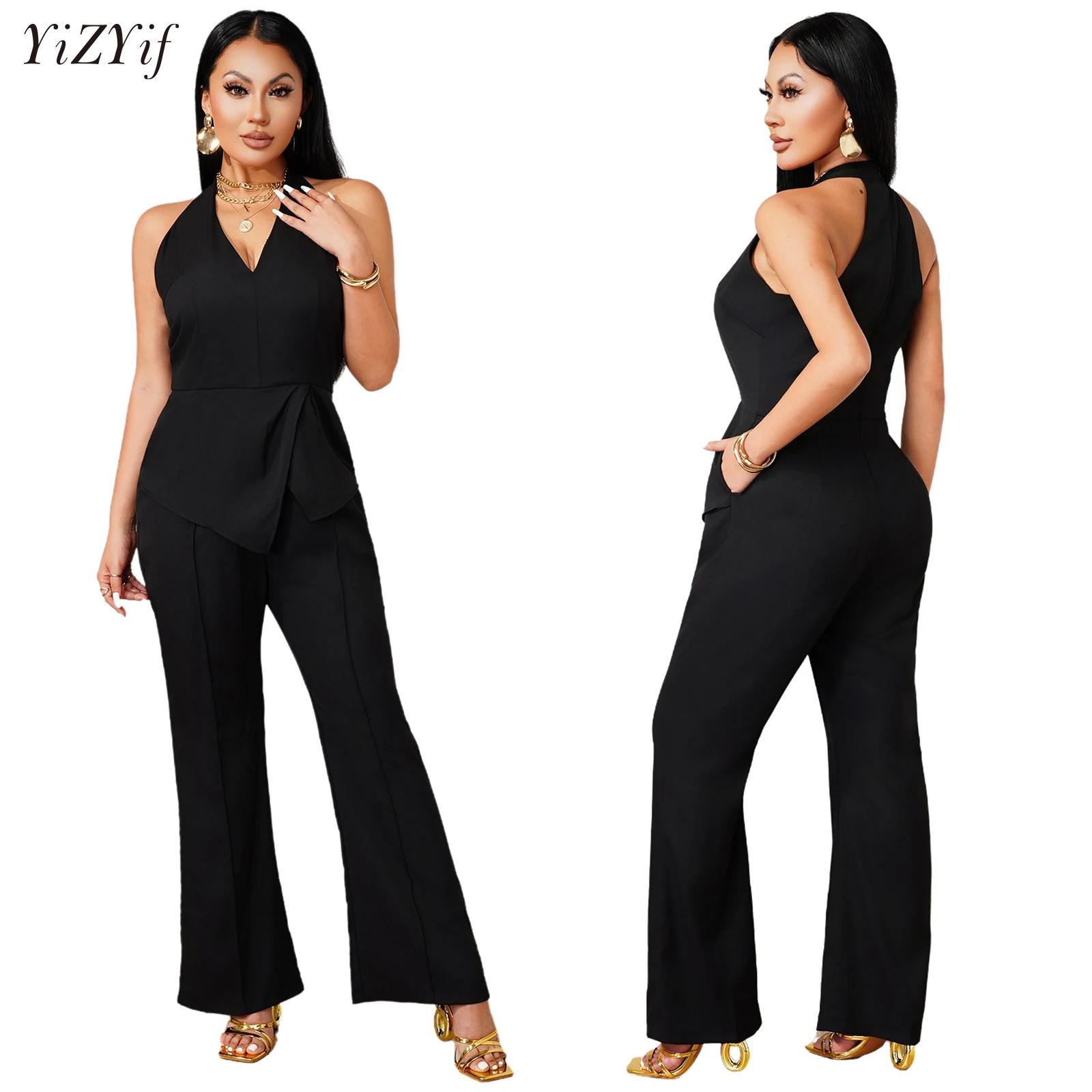 Sleeveless V-neck Jumpsuit Asy - Women'S Formal Wear With Pants 评论和价格