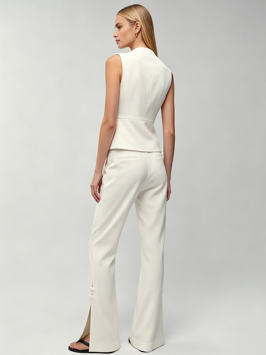 LIMO Women White Chinese Frog  - Women'S Formal Wear With Pants 评论和价格