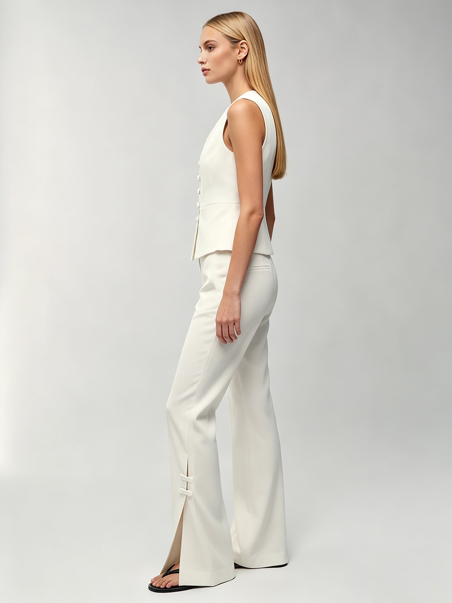 LIMO Women White Chinese Frog  - Women'S Formal Wear With Pants 评论和价格