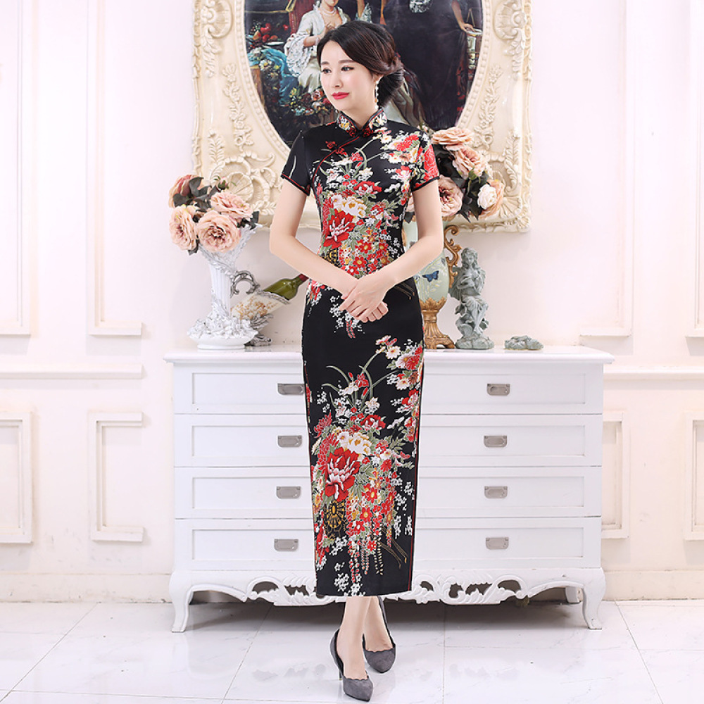Classic Satin Cheongsam Long D - Women'S Formal Traditional Wear 评论和价格